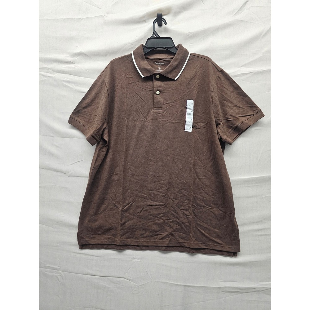 Goodfellow &‎ Co Mens Polo Shirt Brown Cotton Blend Casual Size XL